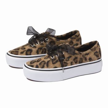 Női Vans Fuzzy Authentic Platform 2.0 Tornacipő VA7329501 Leopárd/Fehér